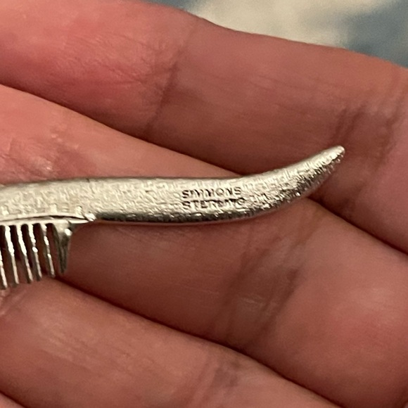 Antique solid sterling silver eyebrow beard comb - Picture 6 of 9